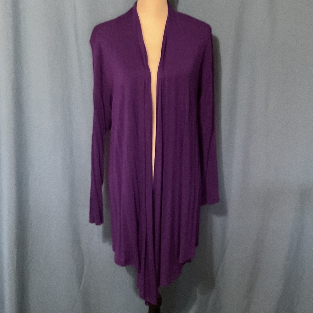 Elegant Lock & Love Purple Draped Cardigan for Women XXL